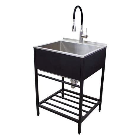 stainless steel laundry cabinet sink|stainless steel freestanding laundry sink.